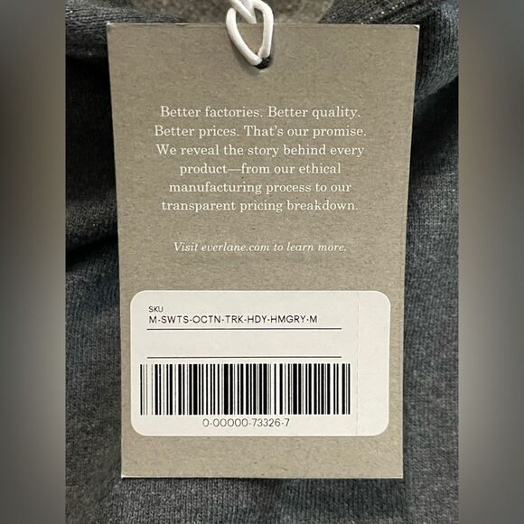 Everlane NWT The Track Pull Over Hoodie Organic Cotton Size Medium in Grey - Picture 6 of 8